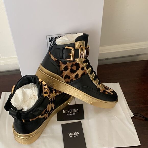 Moschino genuine calf hair detail basket sneaker size 7 new - Picture 14 of 16